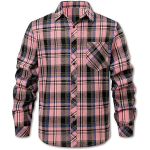 Chemise en flanelle 100% coton pour homme, respirante, à motifs, de haute qualité, impression de logo personnalisée, manches longues - Product Image 1