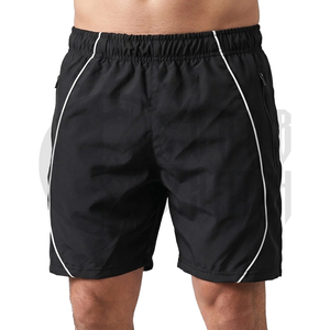 Pantalones Cortos Deportivos de Secado Rápido para Hombre, Cintura Elástica, Franja Lateral, Color Sólido, Poliéster, Estilo Bermuda - Product Image 3