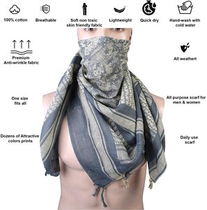 Écharpe tactique carrée unisexe Shemagh 100% coton respirant extensible dans quatre directions, Keffiyeh du désert pour la randonnée et la chasse - Product Image 5