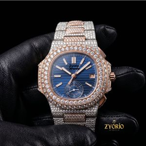 Reloj de Lujo con Diamantes Moissanite para Hombre, Dos Tonos, Oro Rosa y Plata, Acero Inoxidable, Cristal de Zafiro, Estilo Hip Hop Personalizado - Product Image 3