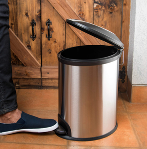 Stainless Steel Pedal Dustbin Round Garbage <b>Bin</b> With <b>Lid</b> Foot Step Trash Can For Bathroom Kitchen Office Home - Product Image 3