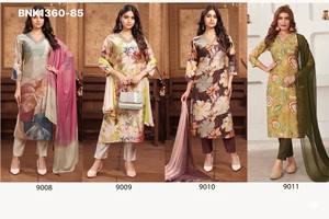 Nouvelle collection de Kurti à col en V, pantalon à poches et dupatta en Chanderi imprimé fleuri et brodé à la main, fabriquée à Surat. - Product Image 5