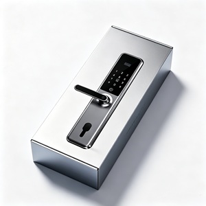 Cerradura Inteligente para Puerta con Teclado Digital y Manija Metálica Plateada, Empaque en Caja Rígida Rectangular - Product Image 1