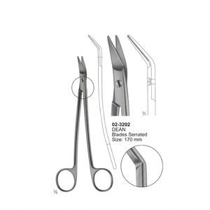 Ciseaux de tonsiloscopie Dean 170 mm en acier inoxydable, instruments chirurgicaux ORL, lame incurvée dentée, outils de chirurgie buccale et dentaire - Product Image 2