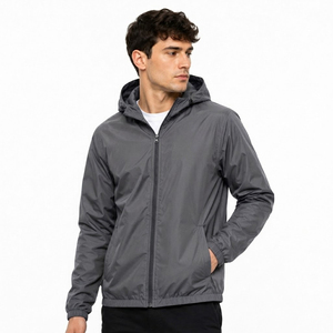 Veste coupe-vent pour homme, résistante au vent, légère, décontractée, pour l'automne et l'hiver, veste d'extérieur à capuche pour homme - Product Image 2