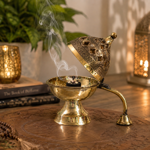 Handcrafted Hammered Copper Incense Burner Wooden Handle <b>Bakhoor</b> Burner <b>Oud</b> Burner Charcoal Censer Aromatherapy Home Decor OEM - Product Image 4