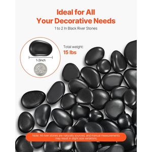 Ciottoli Neri di Fiume 1-2 Pollici, Lisci e Lucidi, Pietre Naturali da 15 Libbre per Giardino, Paesaggistica e Pavimentazione - Product Image 2