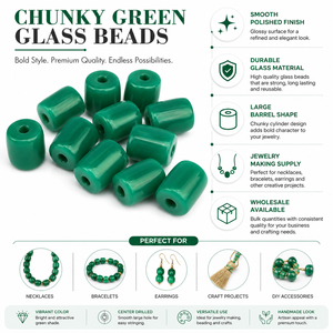 Cuentas de Vidrio Verdes Gruesas de la Marca Conifer, Forma Rectangular, Paquete a Granel para la Fabricación de Joyas, Diseño de Collares, Suministros para Manualidades, Venta al por Mayor - Product Image 5