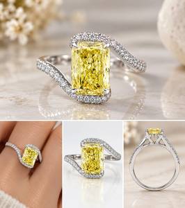 EVERGLOW Certifié IGI 5 carats Jaune Intense Fantaisie Rectangulaire VS1 Cultivé en Laboratoire CVD Perforé au Laser Haute Qualité Coupe Excellente - Product Image 3