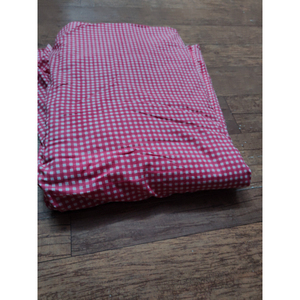 Pink Gingham Checkered <b>Foldable</b> Cosmetic <b>Bag</b> Medium Size Simple Style Textile Material No Zipper Geometric Pattern gift for her - Product Image 1