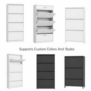 Metal Shoe Storage Cabinet with Adjustable Shelves, Modern Shoe <strong>Cupboard</strong> for Home Furniture Sets - Product Image 5