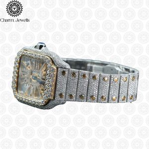 Montre de luxe pour homme Charm_Jewells en acier inoxydable, boîtier rond de 40 mm, mouvement mécanique, cadran en verre, accents de diamants, bracelet en cuir - Product Image 4
