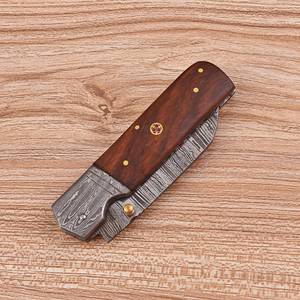 Handmade Damascus Steel OEM Multi-functional <b>EDC</b> Folding <b>Knife</b> Liner Lock <b>Pocket</b> <b>Knife</b> Rosewood Handle Industrial Grade Outdoor - Product Image 3