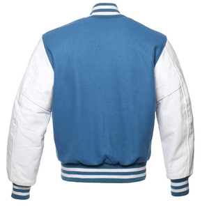 Vestes de baseball pour hommes Napoleon en laine noire avec manches en cuir véritable noir, style universitaire, vente en gros - Product Image 6