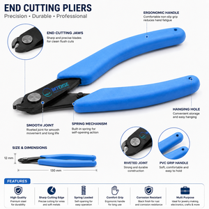 Pince coupante professionnelle de précision pour la découpe de fils, outil manuel pour la fabrication de bijoux, en acier à haute teneur en carbone, poignée bleue - Product Image 2