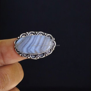 Anillo de ágata de encaje azul Natural más vendido, joyería de piedras preciosas originales de calidad Premium para hombres y mujeres, recién llegado, regalo al por mayor a granel - Product Image 2