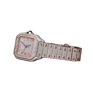 Reloj mecánico automático de moissanita de acero inoxidable clásico de lujo para hombre, diseño de Calavera, esfera dorada, piedras pavimentadas, estilo de moda - Product Image 1