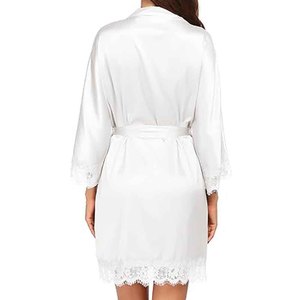 Robe en dentelle florale pour femme, kimono transparent, lingerie de mariée, vêtements de nuit en satin, vêtements de nuit sexy, robe de mariée - Product Image 2