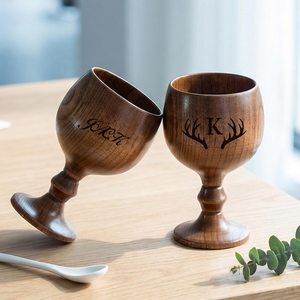 Tasse à thé ronde en bois entièrement personnalisée sans anse, gobelet avec gravure monogramme, design rétro durable, concept de tasse à thé par UO - Product Image 3