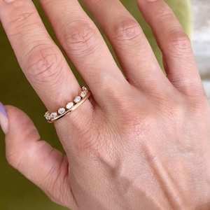 Women's 18K Solid Gold Eternity Band <b>Ring</b> With Oval Cut Diamonds Pave Setting East West Style Wedding Jewelry - Product Image 3