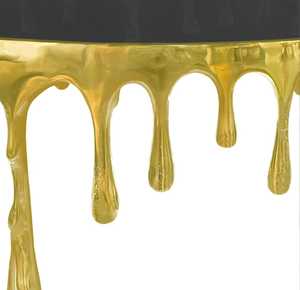 Simply Iconic Modern <b>Round</b> Coffee <b>Table</b> With <b>Gold</b> Drip Base And Black Glass Top For Living Room Furniture - Product Image 4