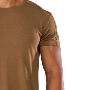 Camiseta Deportiva Ajustada de Algodón Suave para Hombre, Color Marrón Camel, para Entrenamiento, Fitness, Estilo Casual - Product Image 2