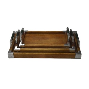 Plateau de Bar en bois avec poignée en métal, fait à la main, personnalisé, élégant, plaque de matériau de haute qualité - Product Image 1