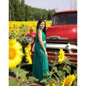 ชุดชาราร่าผ้าชีฟองสีเขียวฮอก ไซส์ XS สำหรับผู้หญิง ระบายอากาศได้ดี - Product Image 2