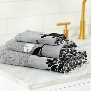 Set di 3 Asciugamani da Bagno Moderni in Grigio con Stile Contemporaneo - Product Image 1