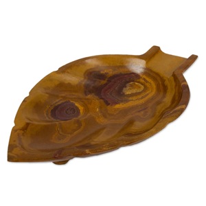 Multi Brown Onyx Leaf Shaped Tray Natural <b>Stone</b> Decorative Serving Tray Handmade Luxury Onyx Tray Wholesale Supplier - Product Image 4