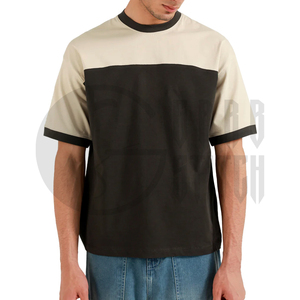 Camiseta de Manga Corta para Hombre con Bloques de Color, Número 3 Estampado en la Espalda, Cuello Redondo, Corte Regular, Casual, Ecológica, 100% Algodón Canvas con Contraste - Product Image 2
