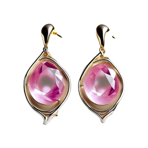 Boucles d'oreilles de mariée en plaqué or 18 carats en argent 925 pour femmes Boucles d'oreilles en pierres précieuses roses de haute qualité pour femmes - Product Image 1