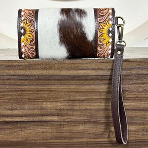 New Arrival Top Selling Tooled Cowhide Leather Clutch Bag Women Evening <b>Handbag</b> Fashion Mini Wristlet Purse Trendy Design Pouch - Product Image 5