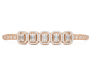 DEF Color VS VVS Clarity IGI Certified Diamond Baguette Slider Bracelet Illusion Setting 10K 14K <b>Solid</b> <b>Gold</b> Wedding Bracelet - Product Image 1