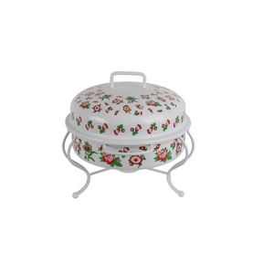 Casserole artisanale en bois de manguier avec couvercle en émail à motifs d'oiseaux et de fleurs, réchauffe-plats haut de gamme, bol de service artisanal pour cuisines de luxe - Product Image 5