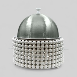 Magnifique réchaud à buffet orné de perles, idéal pour les événements de restauration élégante et la présentation de dîners de luxe. - Product Image 3