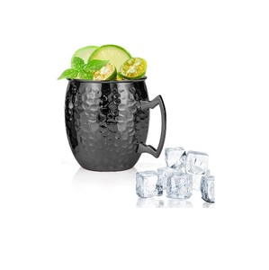 Ensemble de 4 tasses Moscow Mule en acier inoxydable plaqué cuivre gunmetal 18 oz, avec doseur et pics à cocktail pour boissons fraîches - Product Image 2