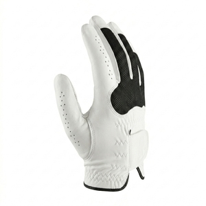 Gant de golf en cuir véritable respirant et léger de qualité supérieure, main gauche, unisexe, blanc et noir, design en maille, fermeture à enfiler - Product Image 4