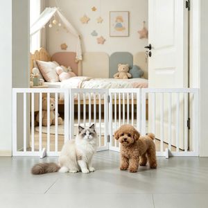 Barriera Moderna Autoportante per Animali Domestici, Cancello in Ferro da 80,3 Pollici per Interni, Impermeabile, con Motivo Animale, per Soggiorno e Ufficio - Product Image 1