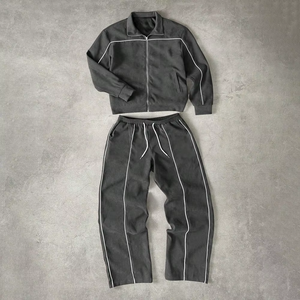 Conjunto Deportivo para Hombre Color Granate, Chaqueta con Cierre y Pantalones, Estilo Casual Deportivo - Product Image 2