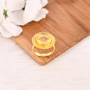 แหวนทองเหลืองประดับพลอยรูปเลมอน งานแฮนด์เมด สำหรับผู้หญิง - Product Image 4