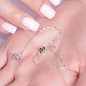 Pulsera de Turmalina Verde con Corte Ovalado Natural, Delicada y Única, Gema Verde Certificada, Joyería Fina - Product Image 3
