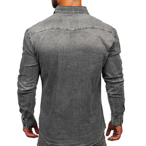 Camisa de Mezclilla para Hombre, Diseño Slim Fit, Estilo Casual, Lavada, Manga Larga, de Alta Calidad, a Cuadros, Vintage - Product Image 5