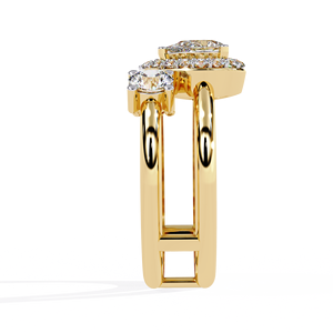 แหวนเพชรทรงลูกแพร์สำหรับผู้หญิง ทองคำแท้ 14k สีเหลืองทอง แหวนหมั้นคลาสสิกประดับเพชรทรงกลมรอบๆ - Product Image 4