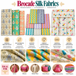 Tissu de soie brocart de luxe avec motifs jacquard Zari, textile doux et lustré pour saris, robes, chemisiers, mode et décoration intérieure - Product Image 6