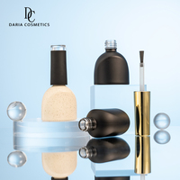 Bouteille de vernis à ongles vide personnalisée OEM/ODM, 9 ml, avec bouchon et pinceau, bouteilles en verre noir de luxe pour vernis à ongles