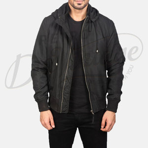 Chaqueta Bomber Negra Personalizada para Hombre, Ligera, Cortavientos, Informal, Estilo Varsity, Ajustada, con Cierre - Product Image 1
