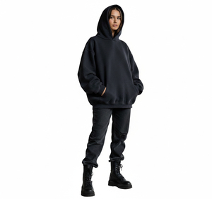 Sudadera con capucha extragrande sin cremallera para mujer, estilo urbano, tejido de alta calidad, forro polar y algodón transpirable, para invierno y uso casual. - Product Image 1