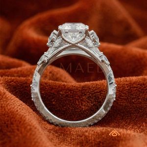 <b>Silver</b> <b>Emerald</b> Cut Moissanite <b>Ring</b> Elegant Womens Engagement Jewelry Luxury Fashion <b>Ring</b> NYC Style Gift - Product Image 3