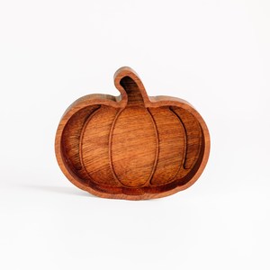 Plateau de service multifonctionnel en bois d'acacia en forme de citrouille, plateau de rangement décoratif pour comptoir de cuisine, table basse, décoration de la maison - Product Image 1